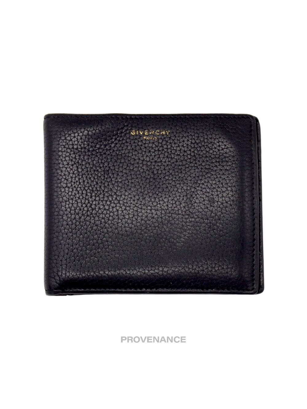 🔴 Givenchy 8CC Logo Bifold Wallet - Black Grained Leather